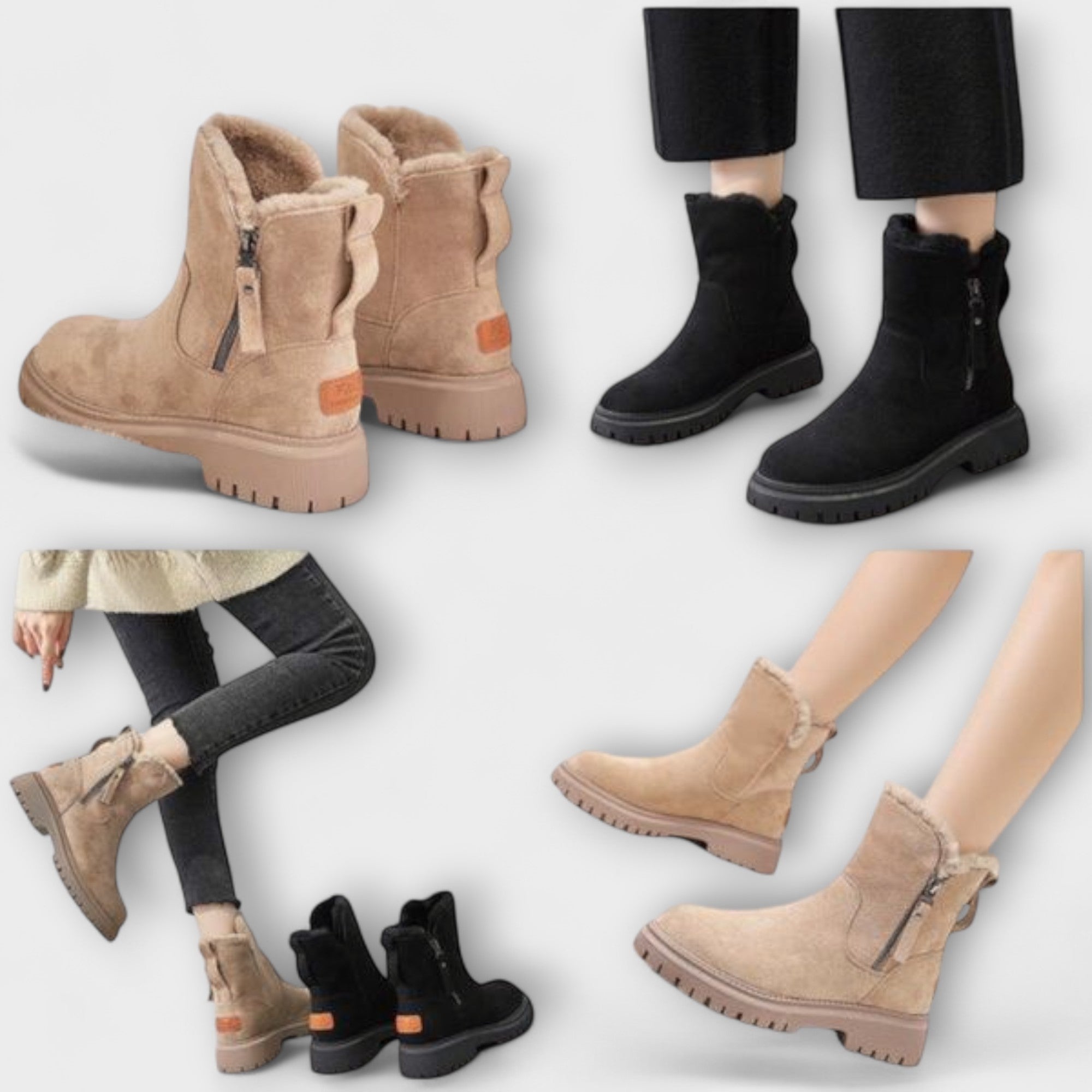 Daniela | Botas de Luxo e Conforto em Bege e Preto, do 35 ao 42