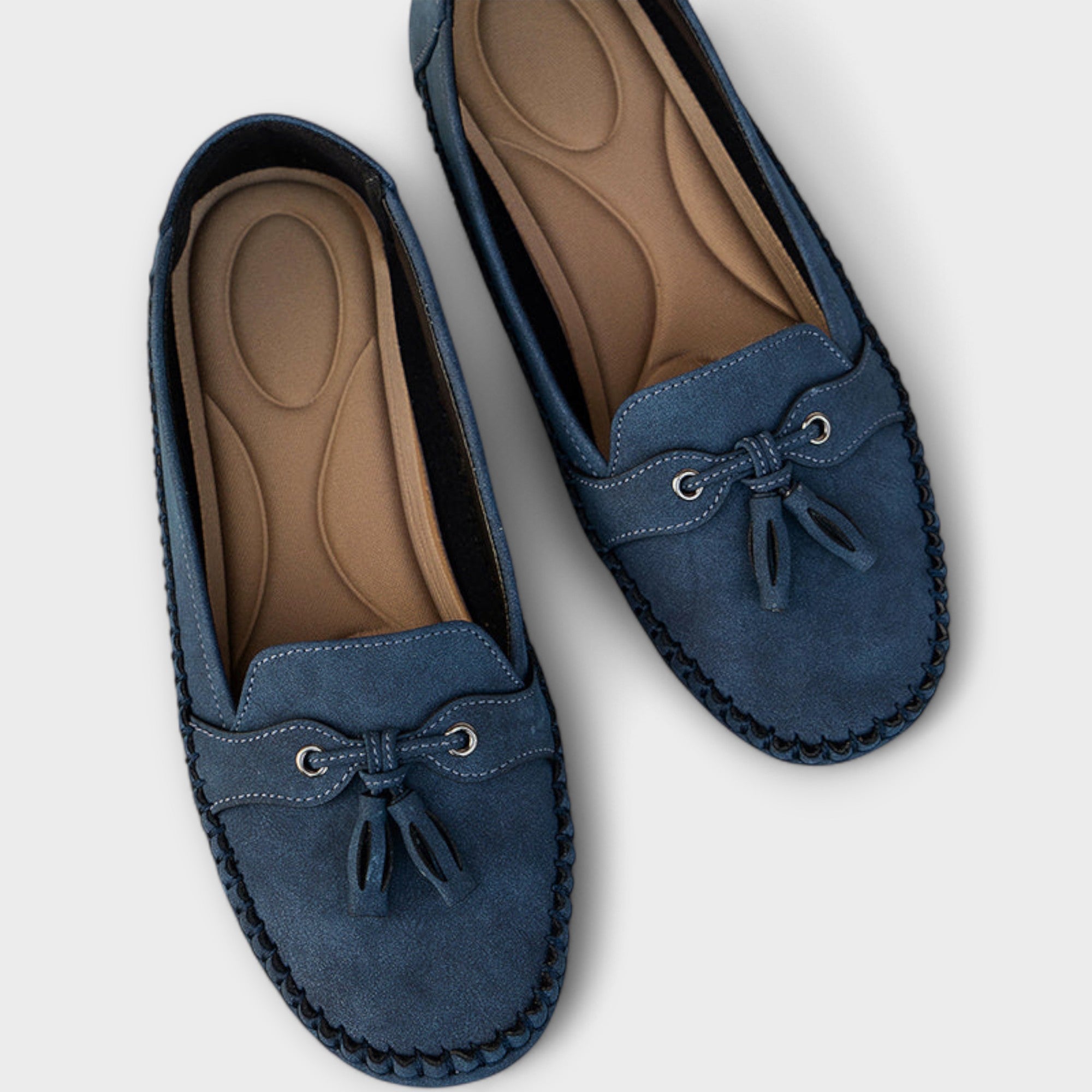 Teresa | Mocassins de Pele em Azul e Cinzento, do 36 ao 42