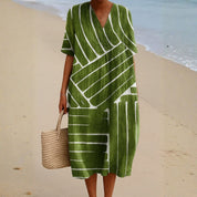 Berta - Vestido Verde com Padrão Geométrico