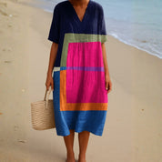 Jimena - Vestido de Blocos de Cores Vibrantes