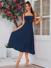Claudia - Vestido Cami com Busto Franzido e Coxa Dividida