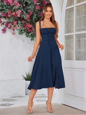 Claudia - Vestido Cami com Busto Franzido e Coxa Dividida