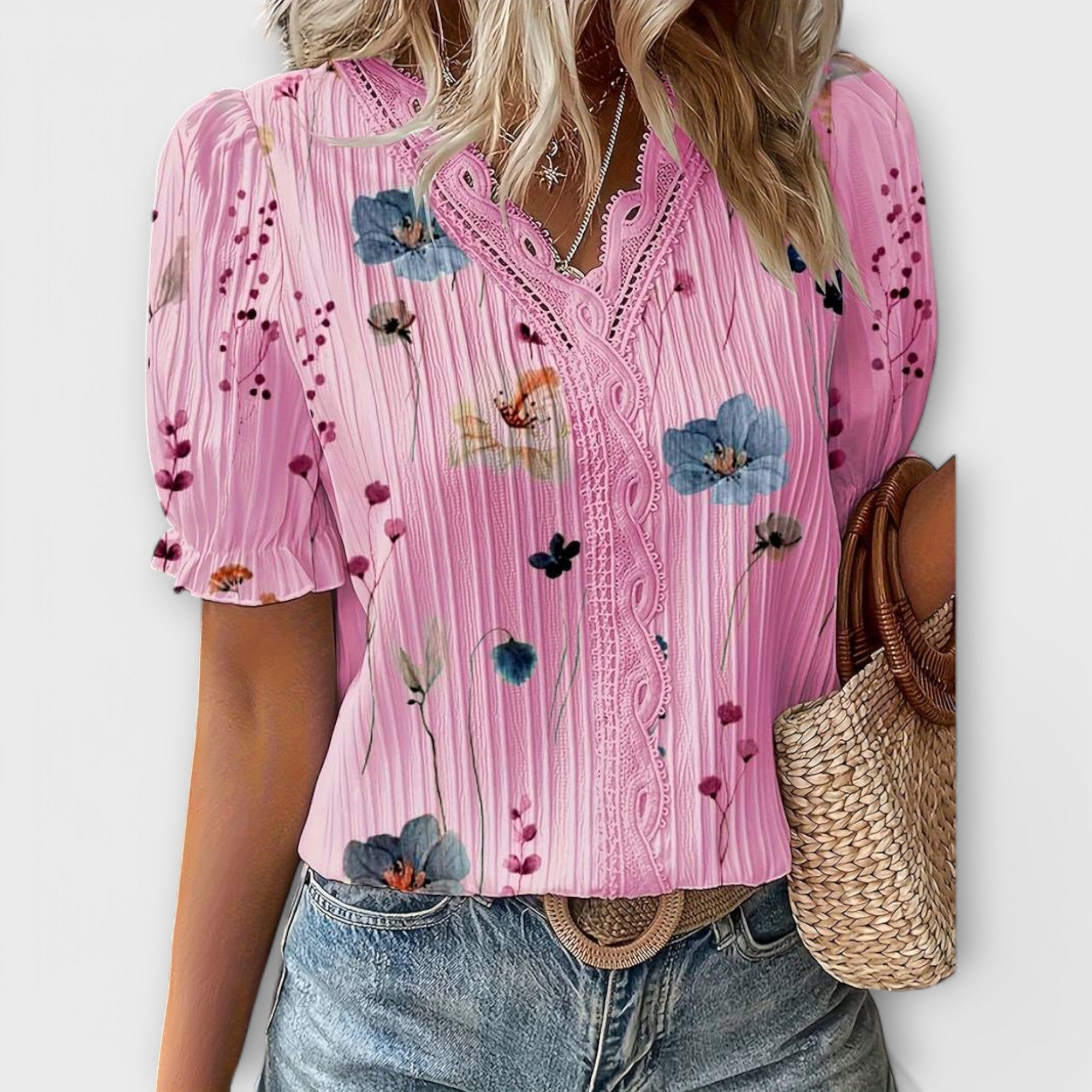 Bruna - Blusa elegante com um decote pontiagudo