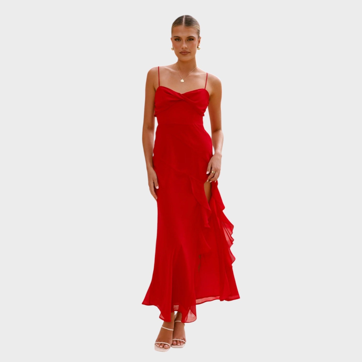 Aurelia - Vestido com folhos e alças finas