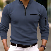 Herre -  Camisola de Manga Longa Masculina com Zíper – Moderna, masculina e estilosa