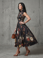Pilar - Vestido Midi Plissado Floral