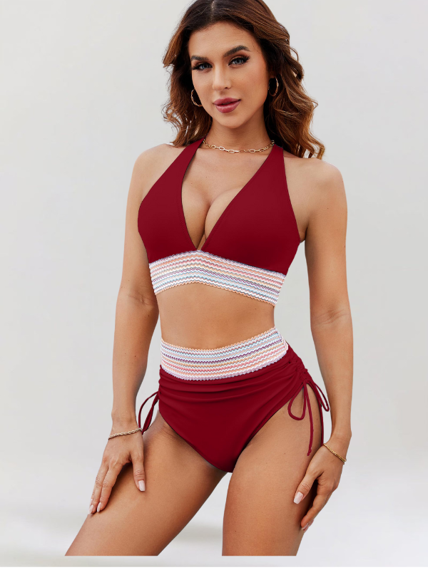 Vitória – Conjunto de biquíni de cintura alta com controlo da barriga