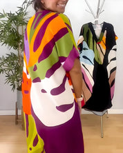 Roos™ | Vestido casual com estampa de folhas coloridas