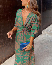 Natália | Vestido Midi Boho em Algodão com Estampa Étnica | Éloren Lisboa