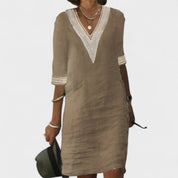 Carmen - Vestido de Verão em Linho com Renda Delicada