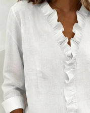 Indie · Blusa de Mulher com volantes e decote em V