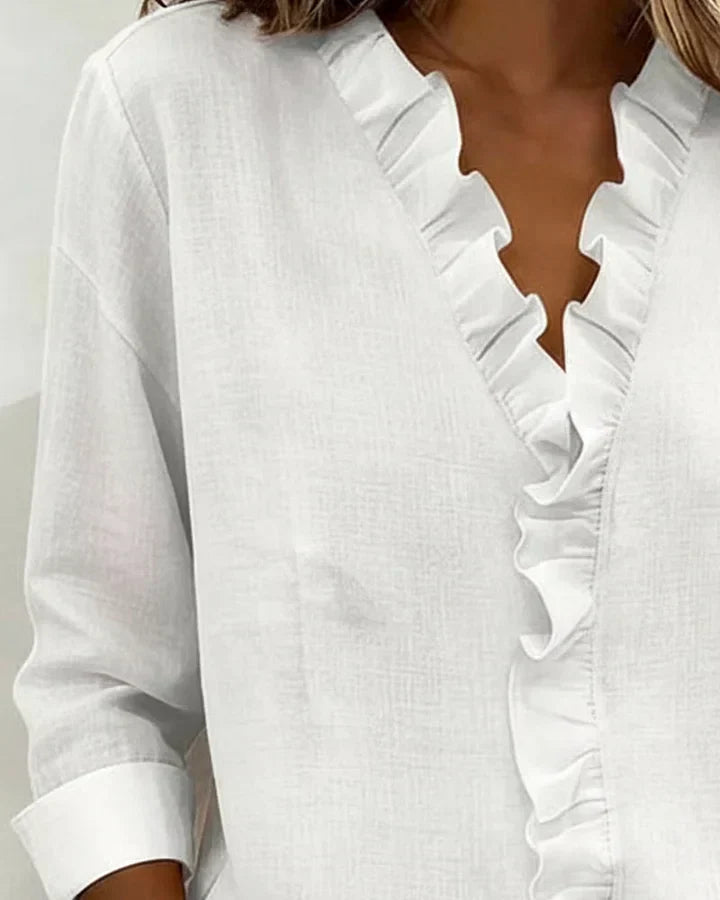 Indie · Blusa de Mulher com volantes e decote em V