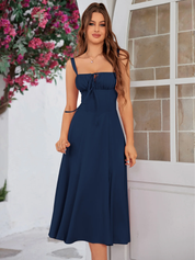 Claudia - Vestido Cami com Busto Franzido e Coxa Dividida