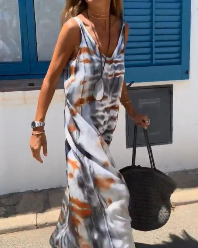 SORIA – Vestido sem mangas com estampa tie-dye