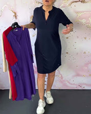 Hanneke™ | Vestido liso com decote em V