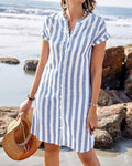 Martine | Vestido camisa listrado elegante para Mulher