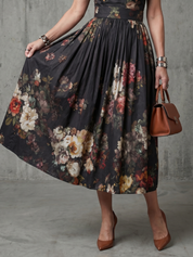 Pilar - Vestido Midi Plissado Floral