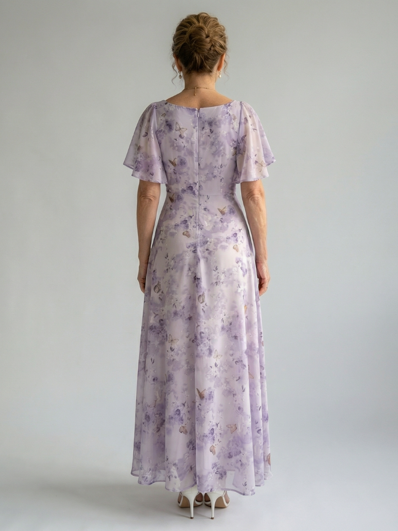 Rocío - Vestido Midi com Mangas Onduladas