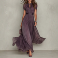 Constança | Vestido Maxi em Chiffon com Renda