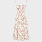 Carolina - Vestido Floral com Corpete Ajustado