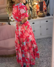 Carine | Vestido com bolso e decote em V com estampa floral