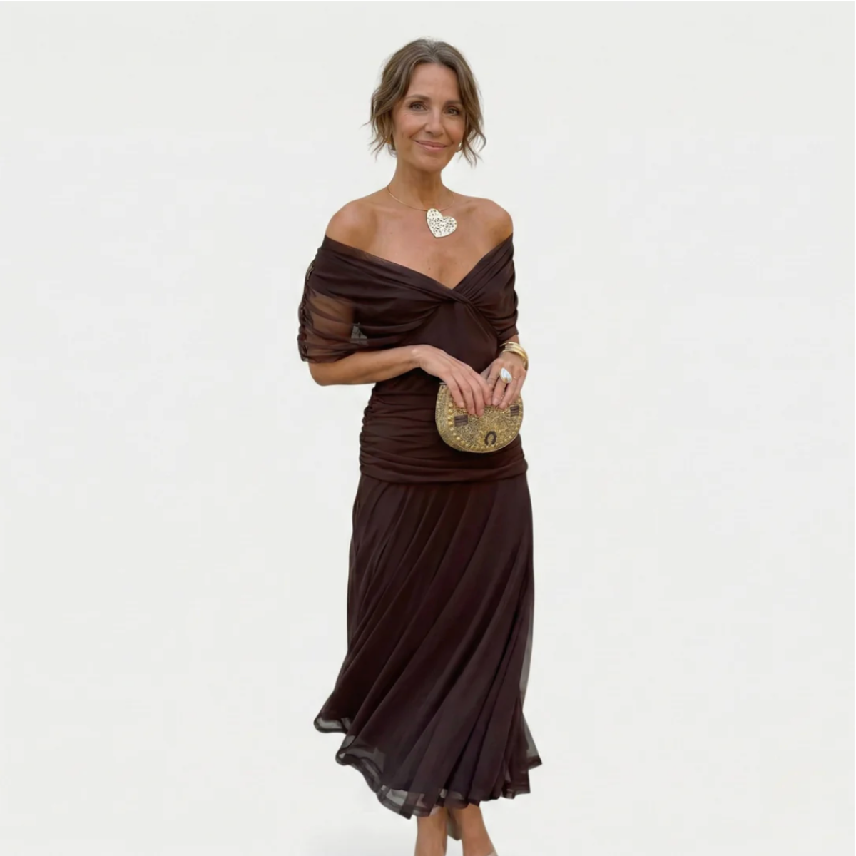 Alondra - Vestido longo de Mulher com estampa floral e decote em V