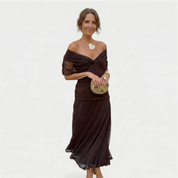 Alondra - Vestido longo de Mulher com estampa floral e decote em V