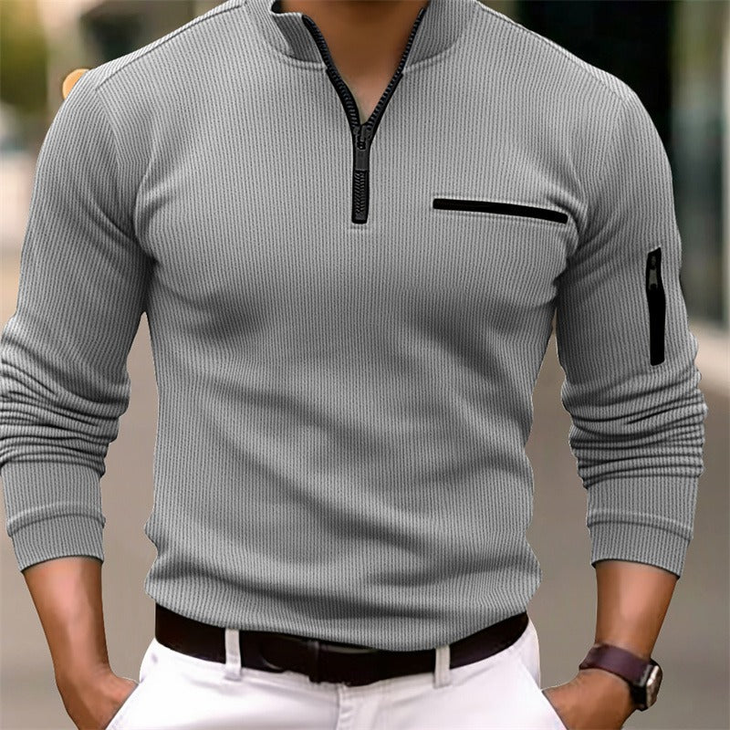 Herre -  Camisola de Manga Longa Masculina com Zíper – Moderna, masculina e estilosa