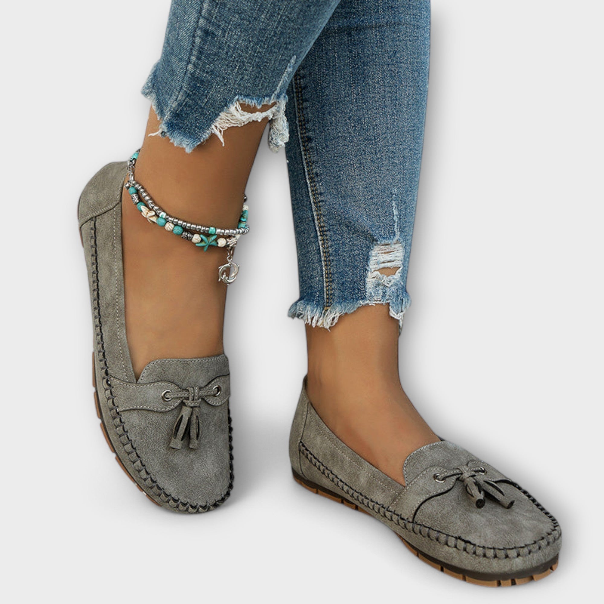 Teresa | Mocassins de Pele em Azul e Cinzento, do 36 ao 42