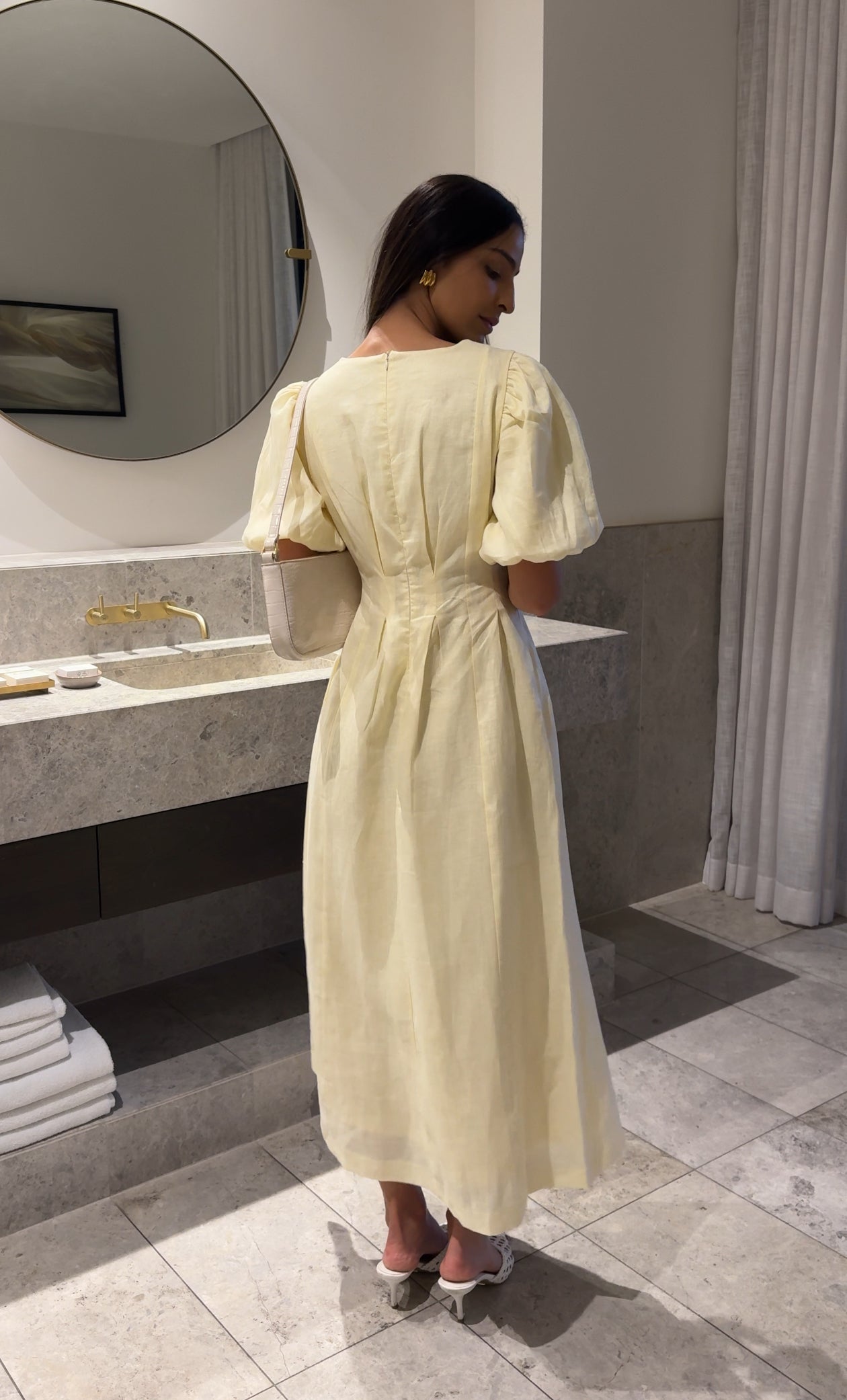 Catarina | Vestido Maxi em Linho com Mangas Abaloadas
