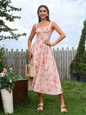 Claudia - Vestido Cami com Busto Franzido e Coxa Dividida