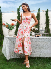 Claudia - Vestido Cami com Busto Franzido e Coxa Dividida