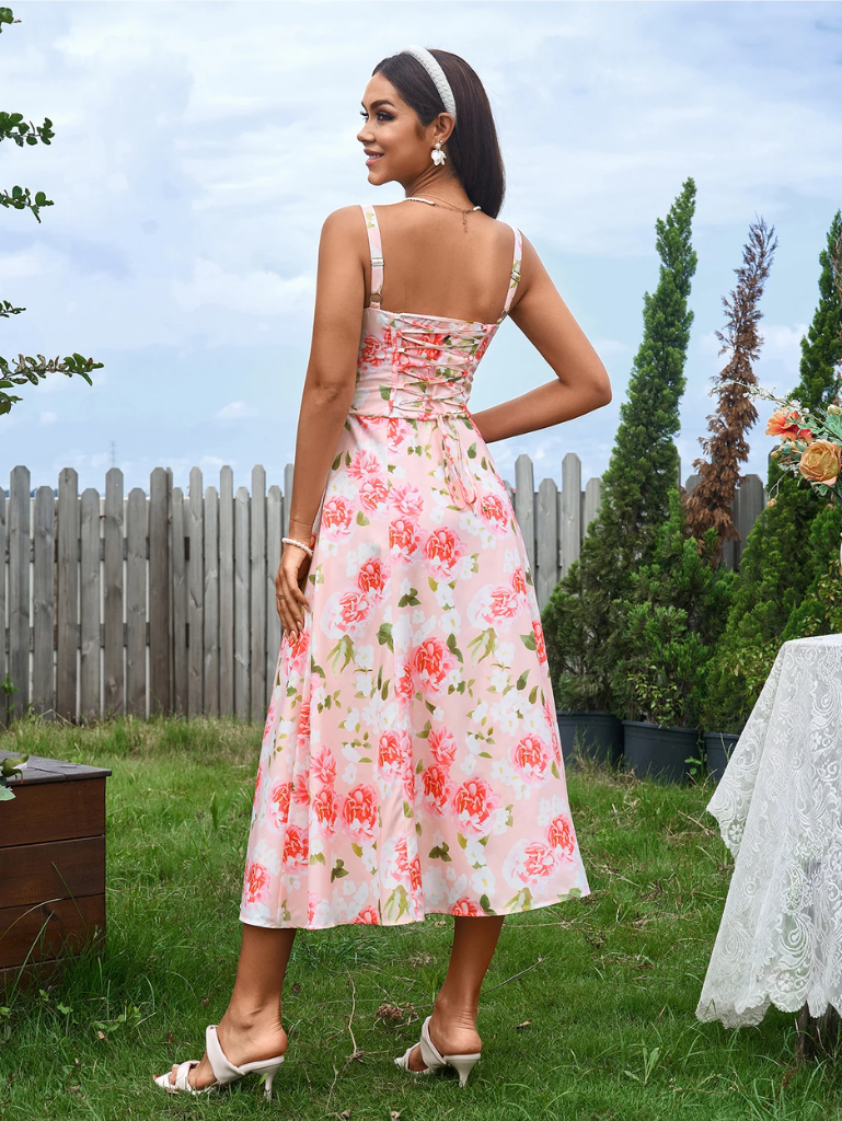 Claudia - Vestido Cami com Busto Franzido e Coxa Dividida