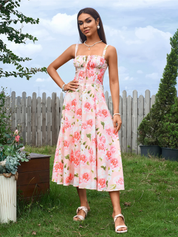 Claudia - Vestido Cami com Busto Franzido e Coxa Dividida