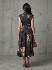 Pilar - Vestido Midi Plissado Floral