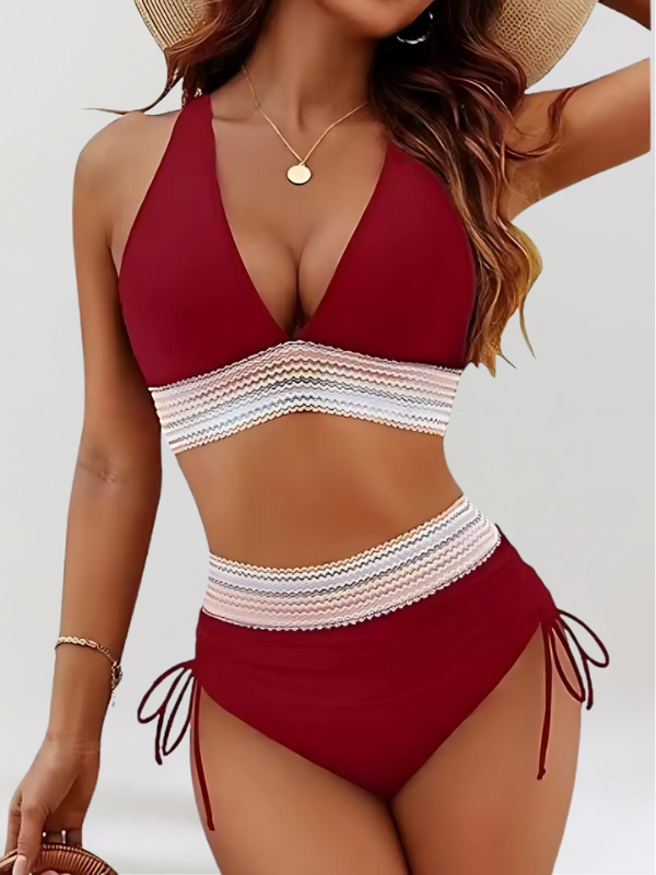 Vitória – Conjunto de biquíni de cintura alta com controlo da barriga