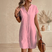 Tess | Vestido camisero de linho elegante e confortável para Mulher