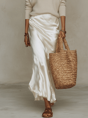 Conjunto Midi Ivory: Malha & Cetim