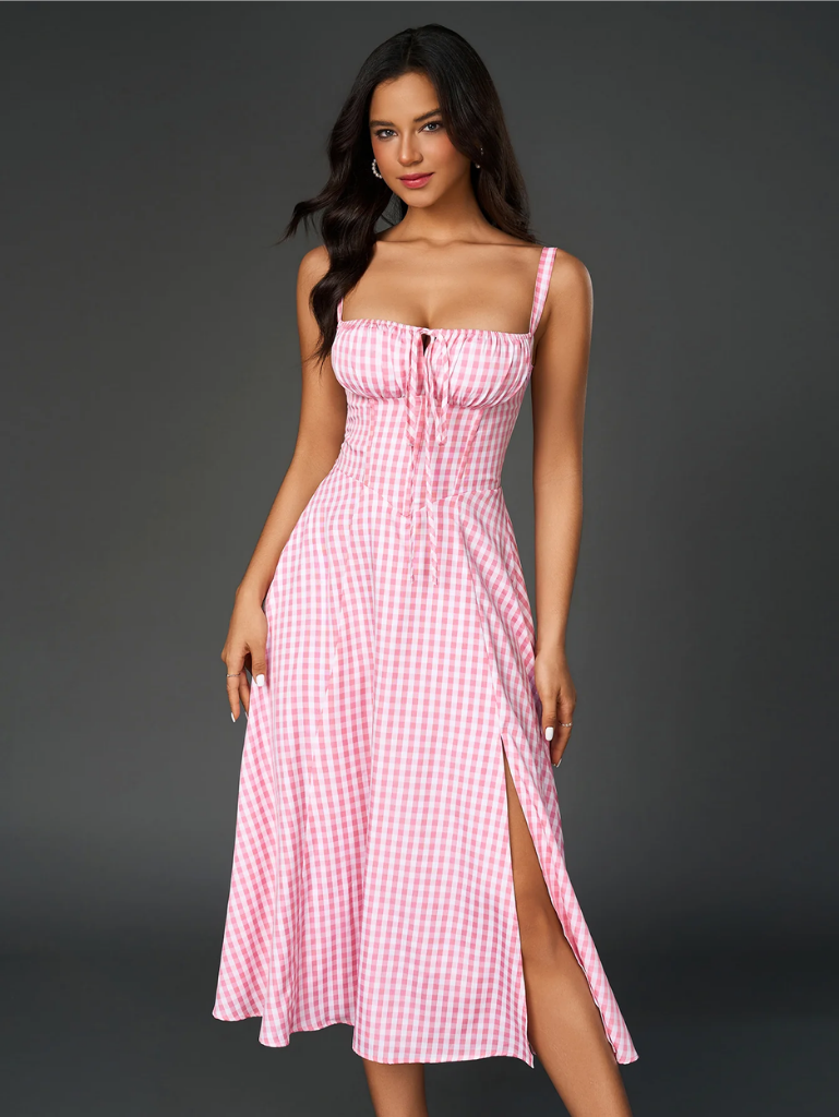 Claudia - Vestido Cami com Busto Franzido e Coxa Dividida