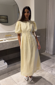 Catarina | Vestido Maxi em Linho com Mangas Abaloadas