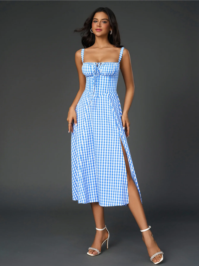 Claudia - Vestido Cami com Busto Franzido e Coxa Dividida