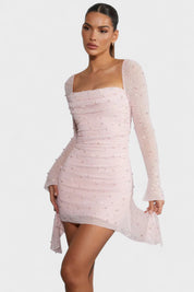 Sónia - Vestido Mini com Brilho e Decote