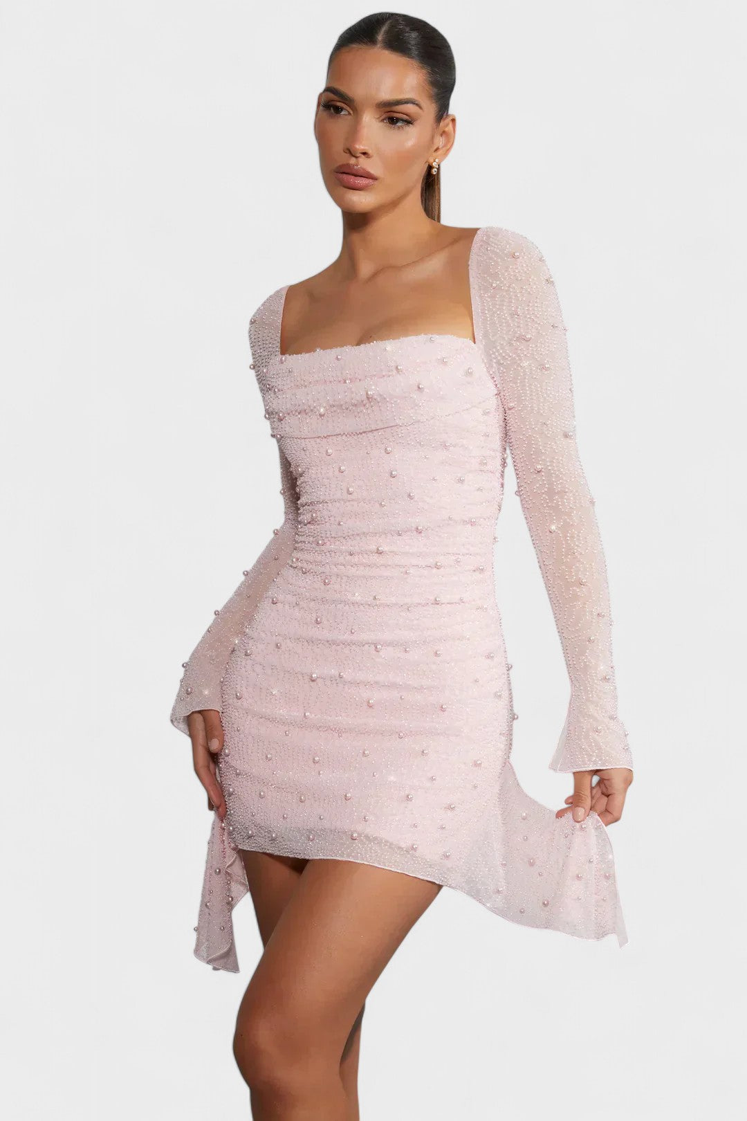 Sónia - Vestido Mini com Brilho e Decote