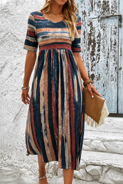 Noèle - Vestido Midi Listrado Camuflante da Barriga para Mulher