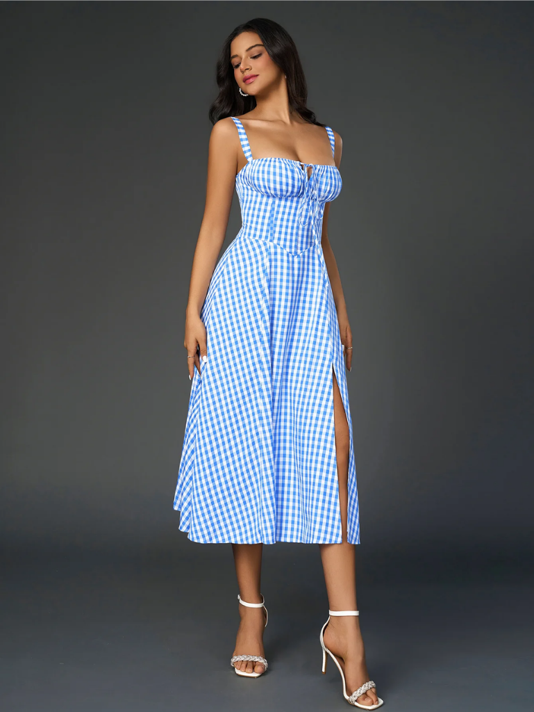 Claudia - Vestido Cami com Busto Franzido e Coxa Dividida