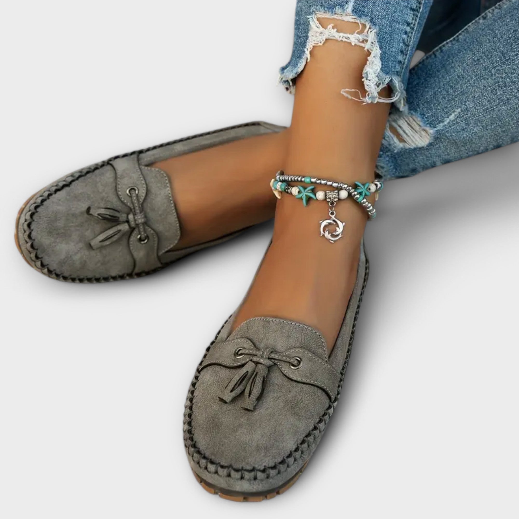 Teresa | Mocassins de Pele em Azul e Cinzento, do 36 ao 42