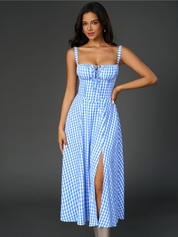 Claudia - Vestido Cami com Busto Franzido e Coxa Dividida