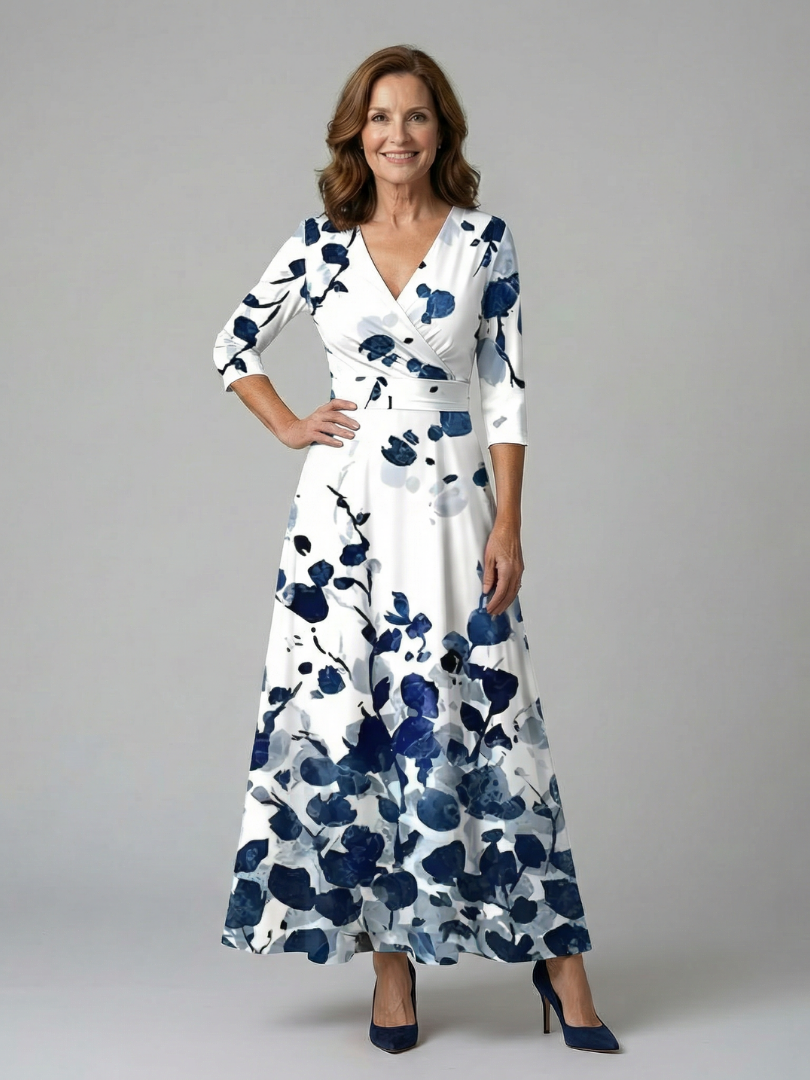 Andrea - Vestido Midi com Decote Cruzado