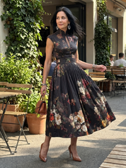 Pilar - Vestido Midi Plissado Floral
