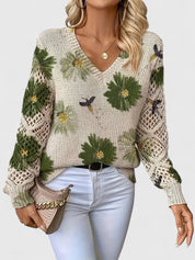 Catarina - Camisola de malha com padrão floral